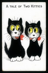 black cat art postcard