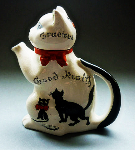 vintage black cat teapot