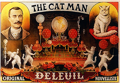 circus cats-vintage cat man