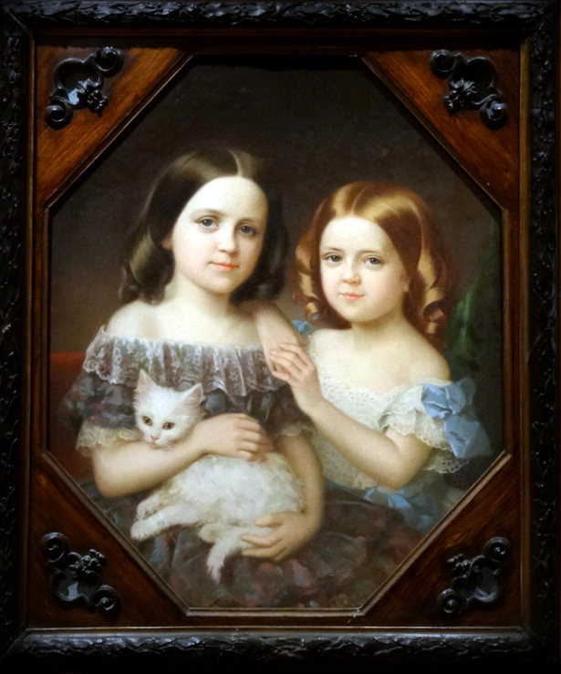 Vintage cat  kids portrait