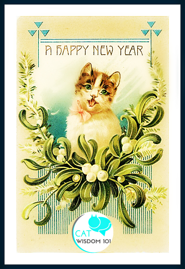 new year 2021 with vintage cats