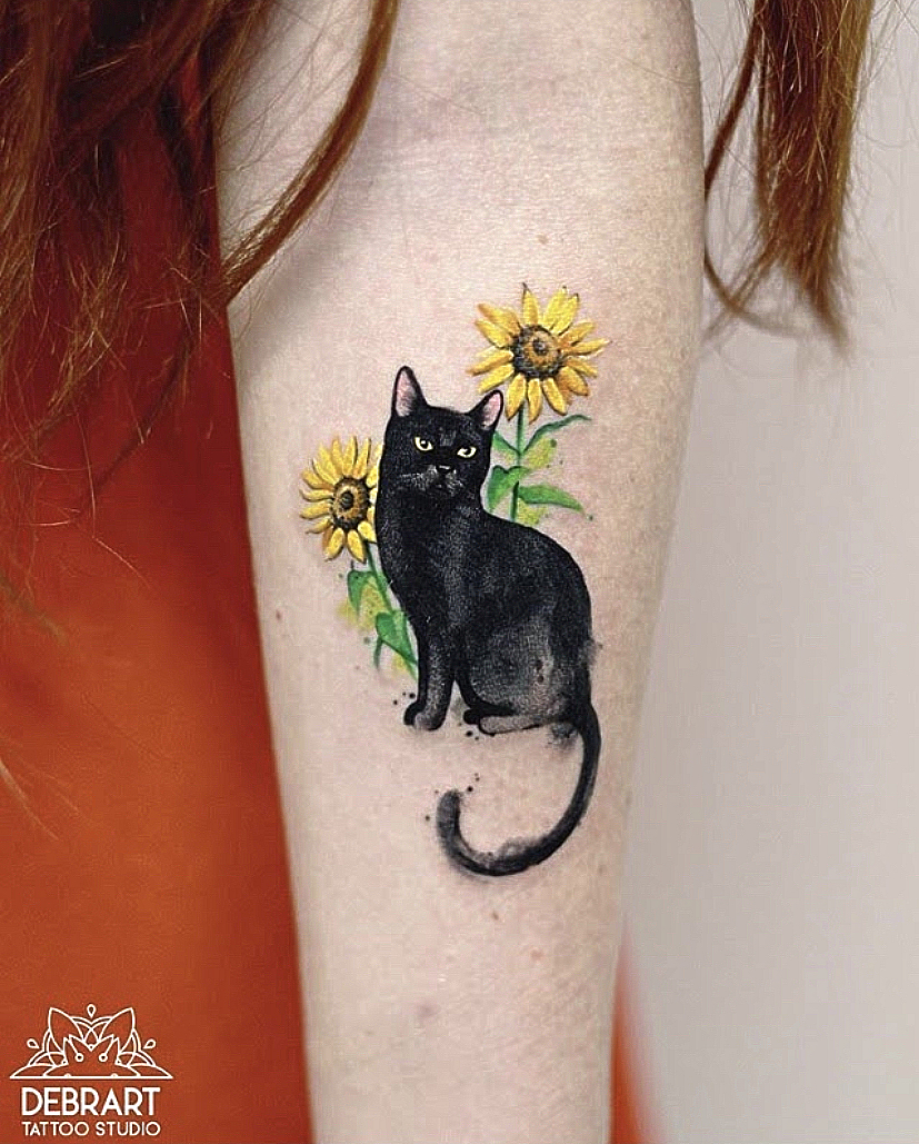 Cat flower tattoo by Amanda Martin at Flow Tattoo in Toronto  rtattoos