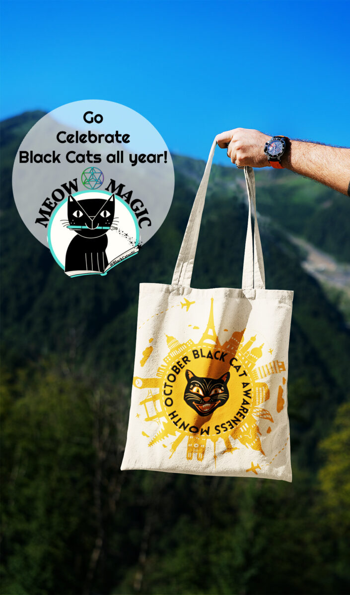 black cat awareness month tote bag