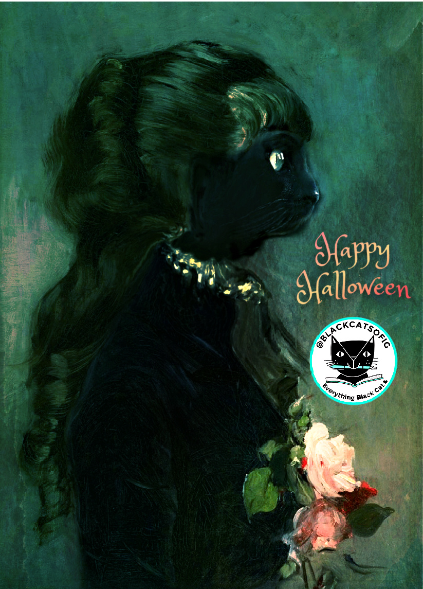 black cat portrait halloween