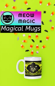black cat awareness month halloweeen mugs meow magic