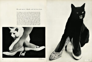 vintage shoe ad with black cat