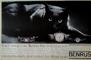 vintage 1960 watch ad black cat