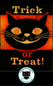 vintage halloween cat witch card