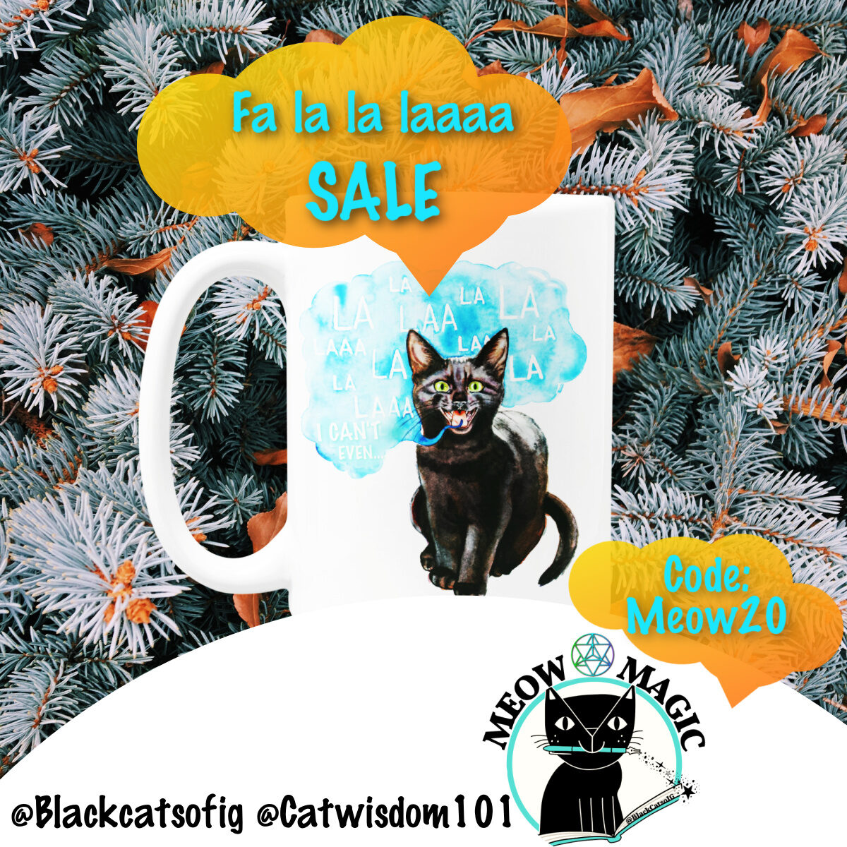 fa lalala mug with black cats