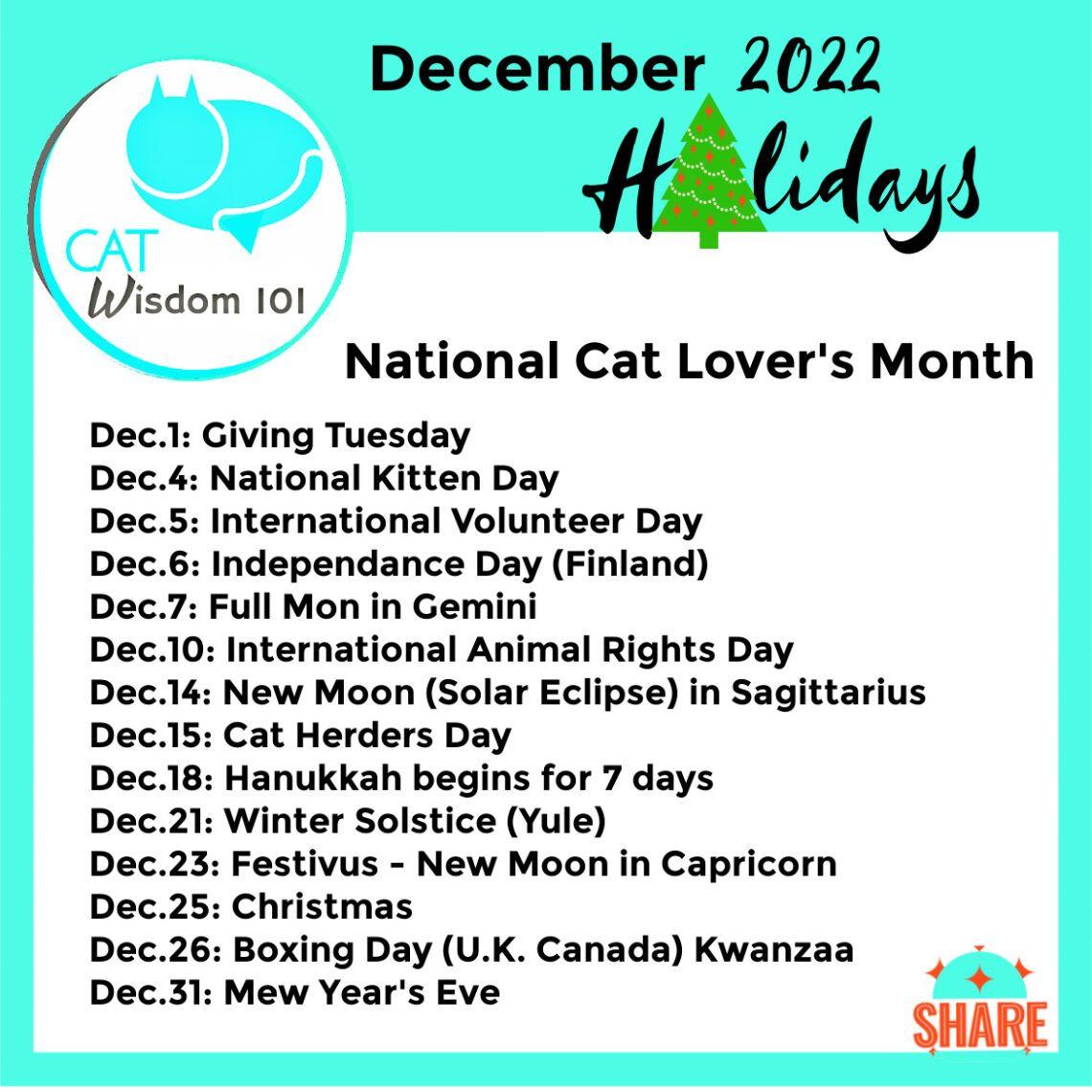 december cat lovers holidays