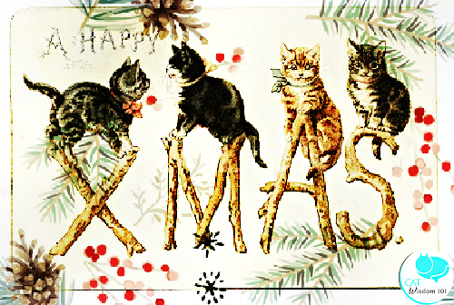 vintage xmas cat card