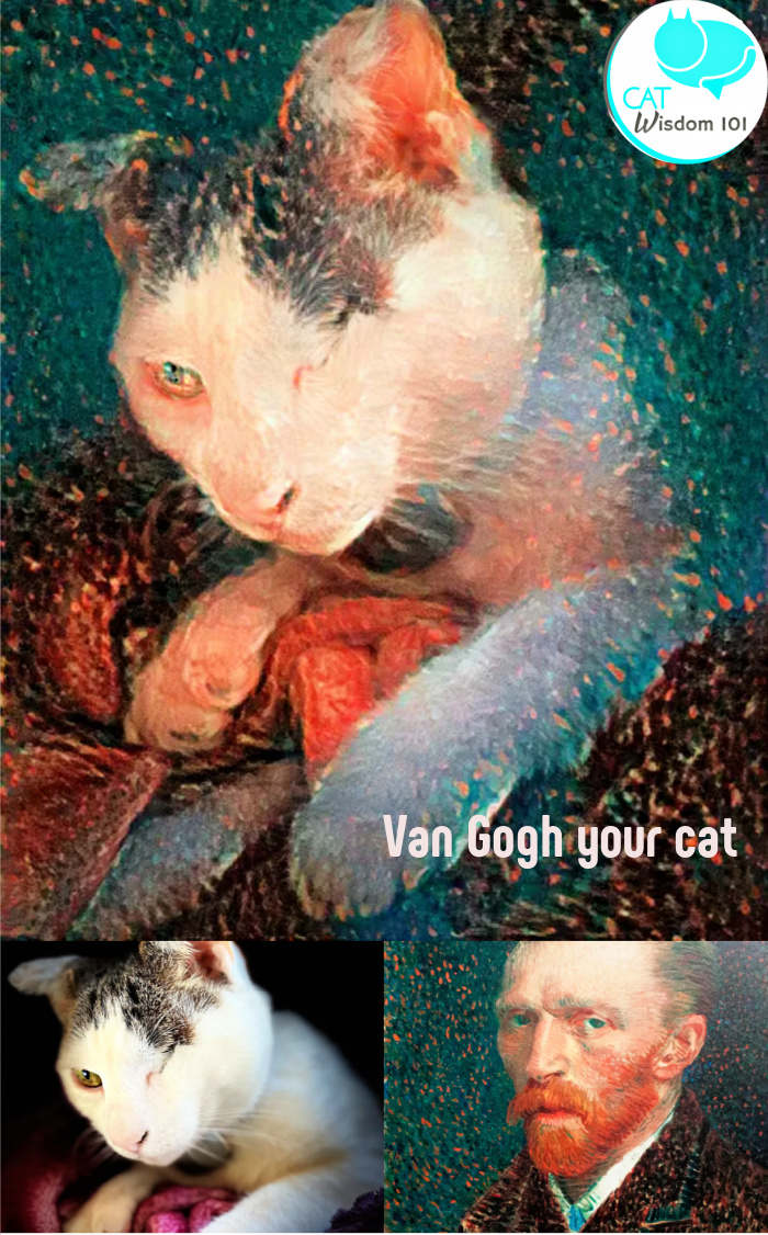van gogh AI cat art portrait