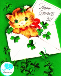 lucky st. patrick's day cats-vintage kitten card