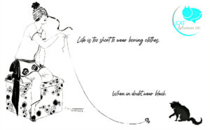 1920s black cat art illustration fashion quote