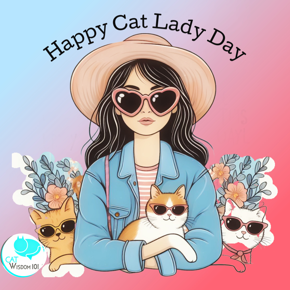 happy cat lady day card