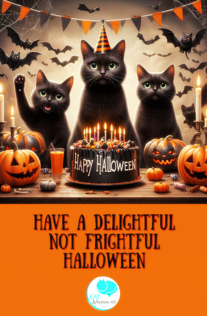 black cat Halloween art card