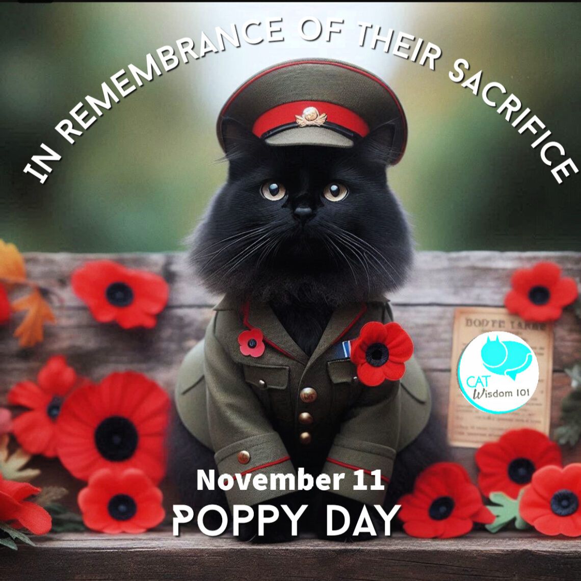 poppy day remembrance day cats