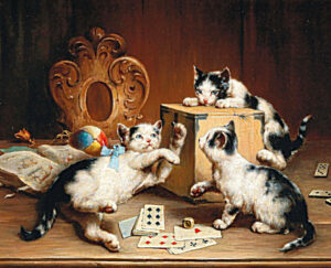 Antique cats painting