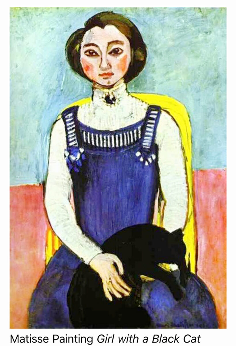 Matisse painting girl with black cat